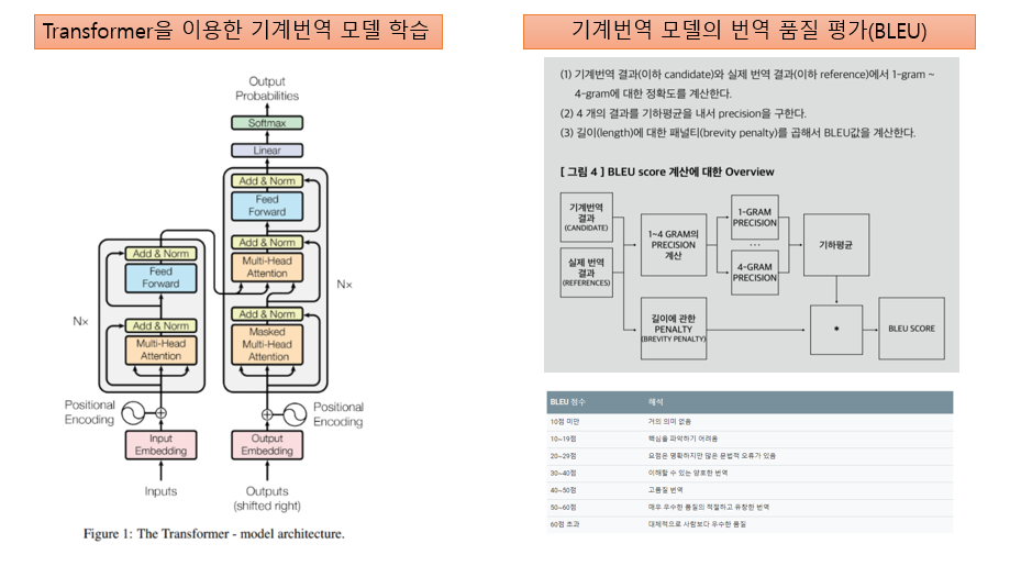 Transformer을 이용한 기계번역 모델 학습, 기계번역 모델의 번역 품질 평가