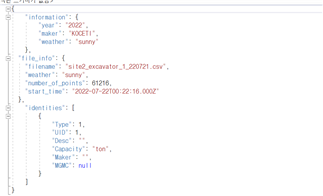 건설기계 위치 궤적 데이터 CSV JSON