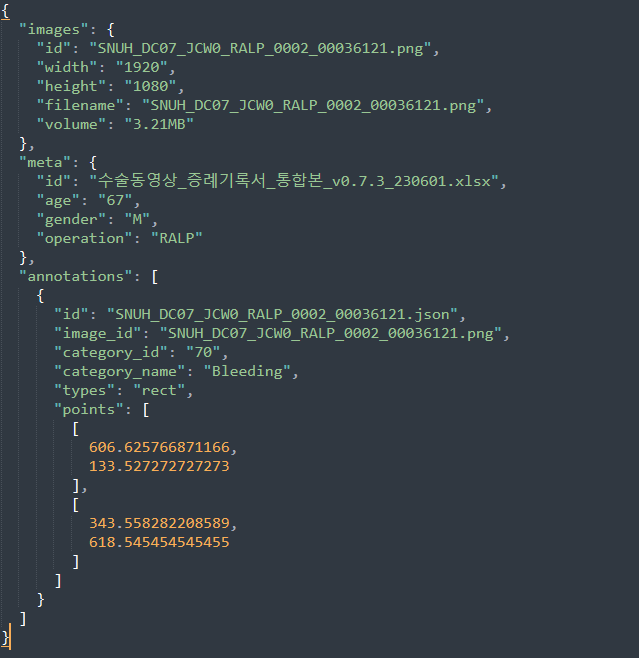 출혈 데이터 JSON