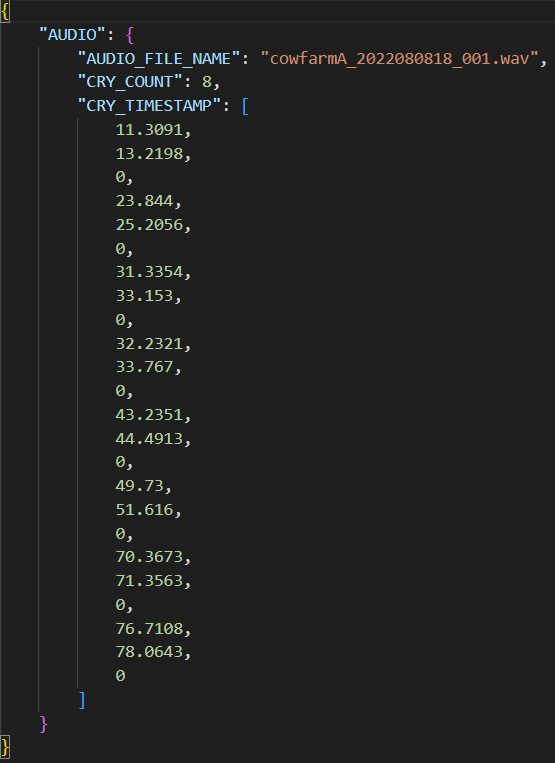 울음소리 데이터 포맷 JSON