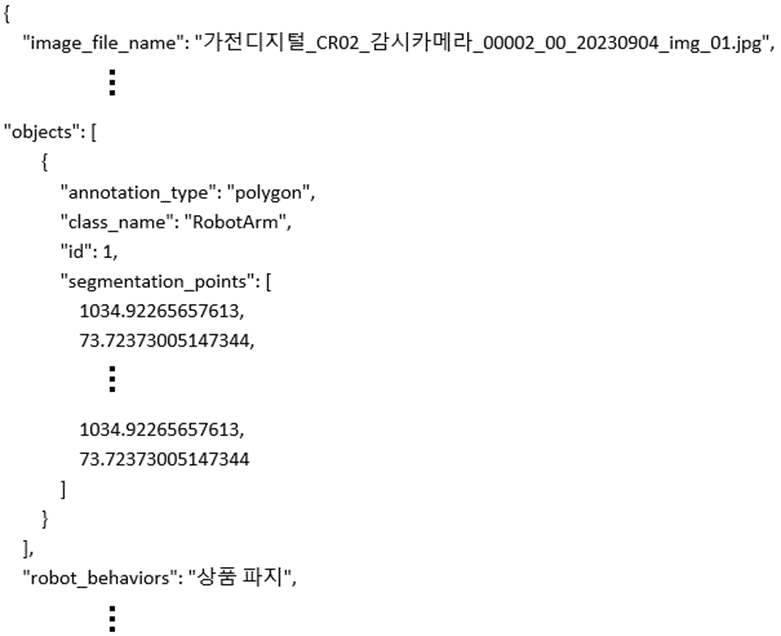 로봇팔 행동 이미지 라벨링 데이터 JSON