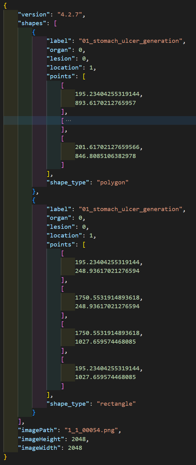 JSON 형식 및 실제 예시